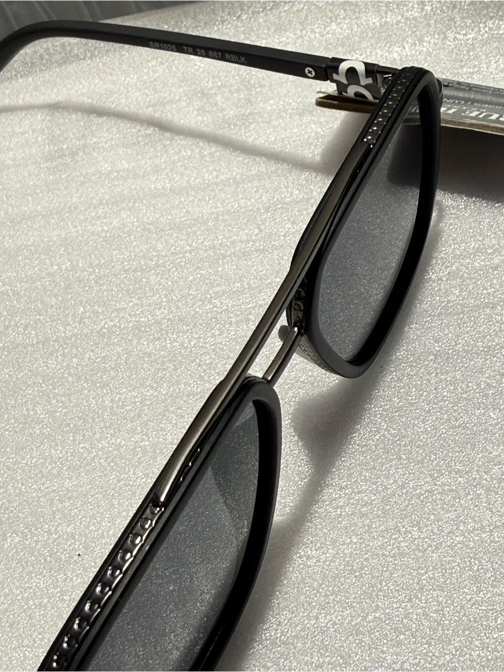 NWT True Religion SR1025 Aviator Sunglasses Black Double Bridge-Unisex